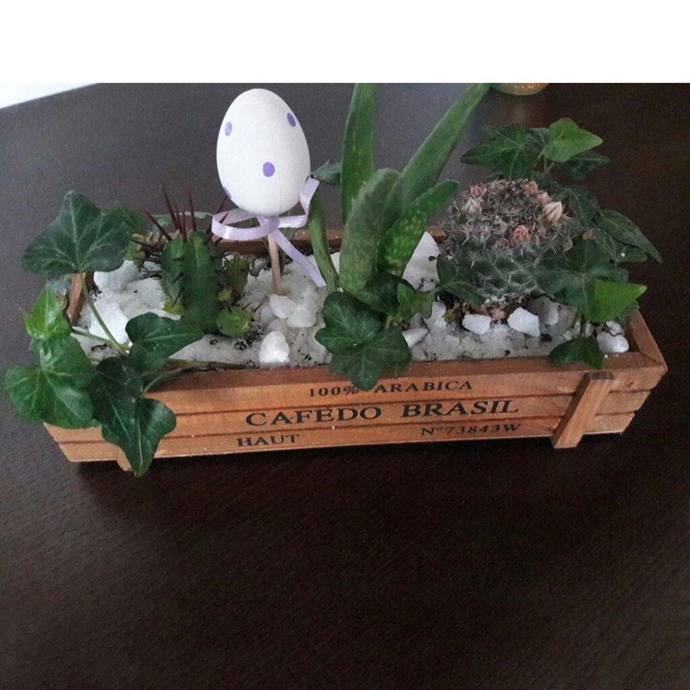 Succulent Plants Flowerpot Rectangular Planter Wood Storage Box Deep Brown
