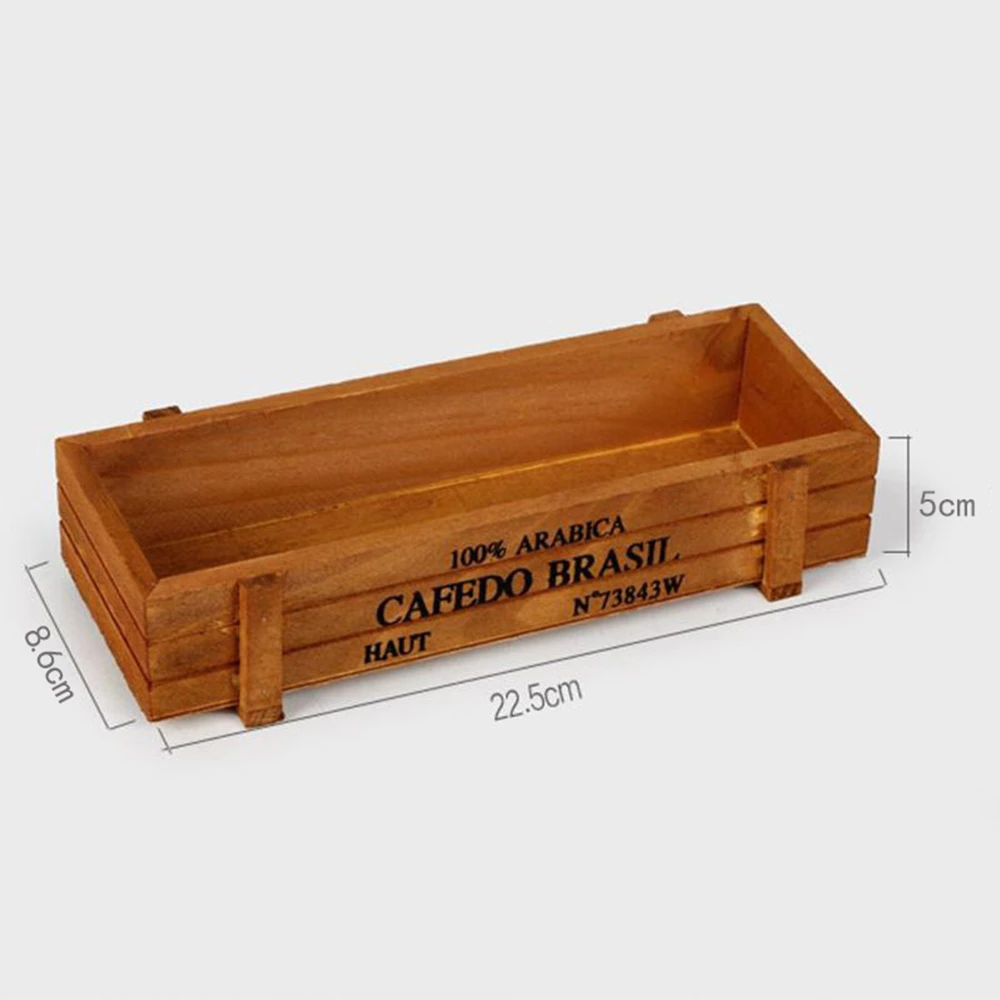 Succulent Plants Flowerpot Rectangular Planter Wood Storage Box Deep Brown