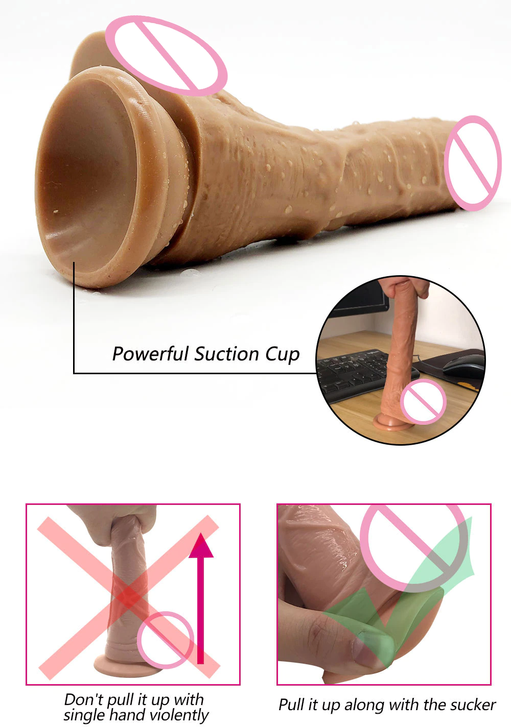 Super Soft Realistic Penis Dildo Suction Cup Dong Small / Medium Large