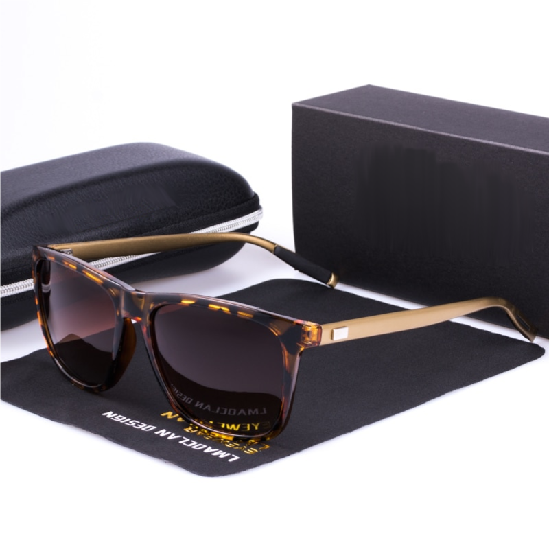 Sunglasses Outdoor Riding Polarized Unisex Square Aluminium Magnesium Driving Brown