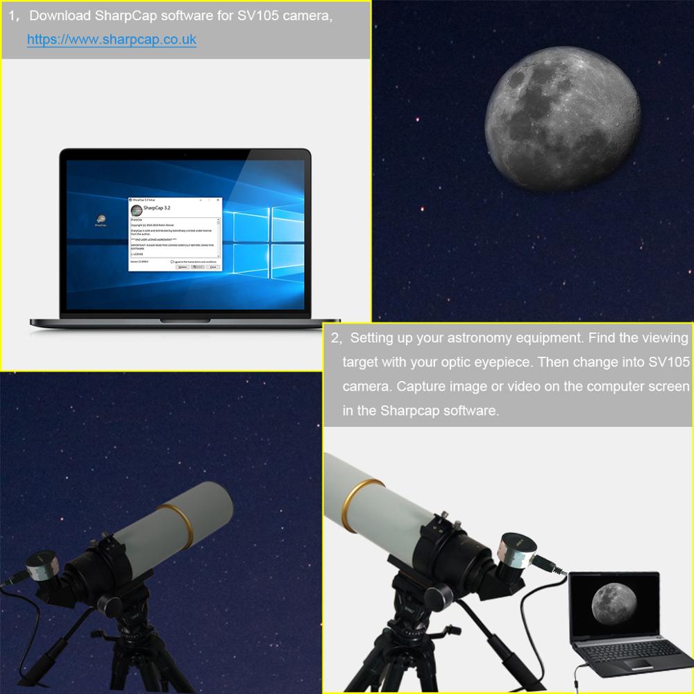 Sv105 2Mp Electronic Eyepiece 1.25 Inch Usb Connection Astronomy Telescope For Astronomical Professional Color Camera