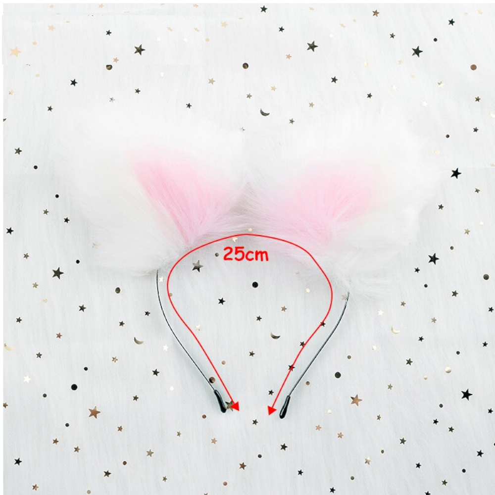 Sweet Pastel White Faux Fur Fox Cat Puppy Ears Headband Bdsm Cosplay