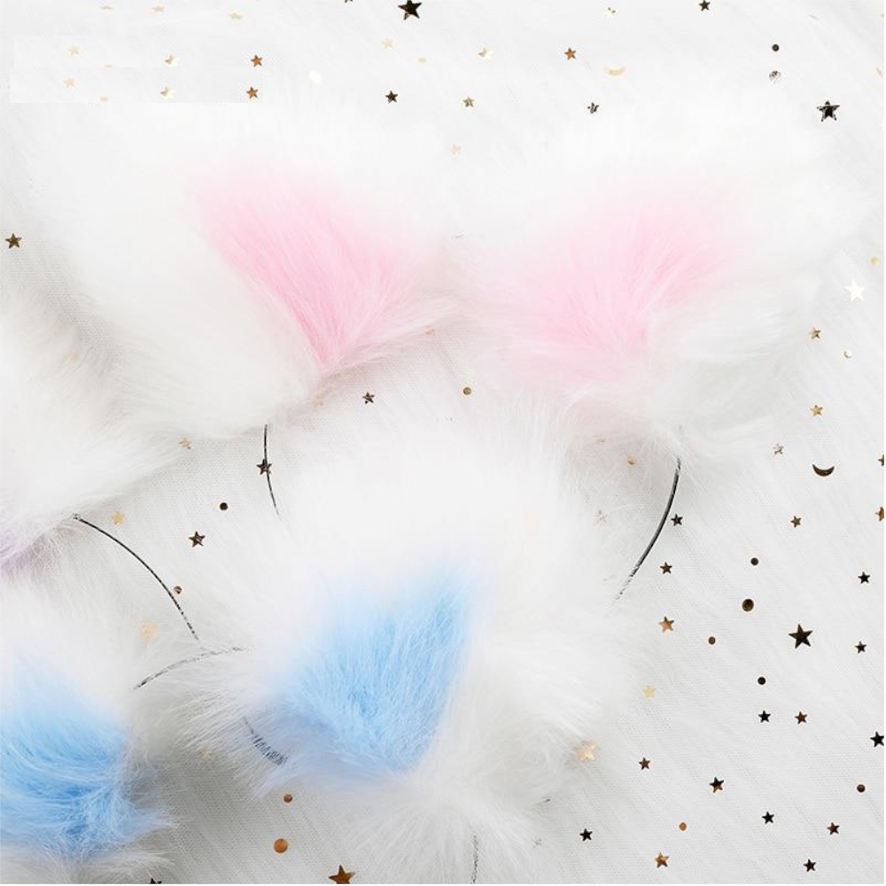 Sweet Pastel White Faux Fur Fox Cat Puppy Ears Headband Bdsm Cosplay