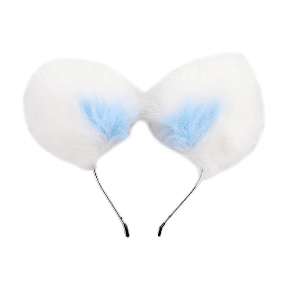 Sweet Pastel White Faux Fur Fox Cat Puppy Ears Headband Bdsm Cosplay