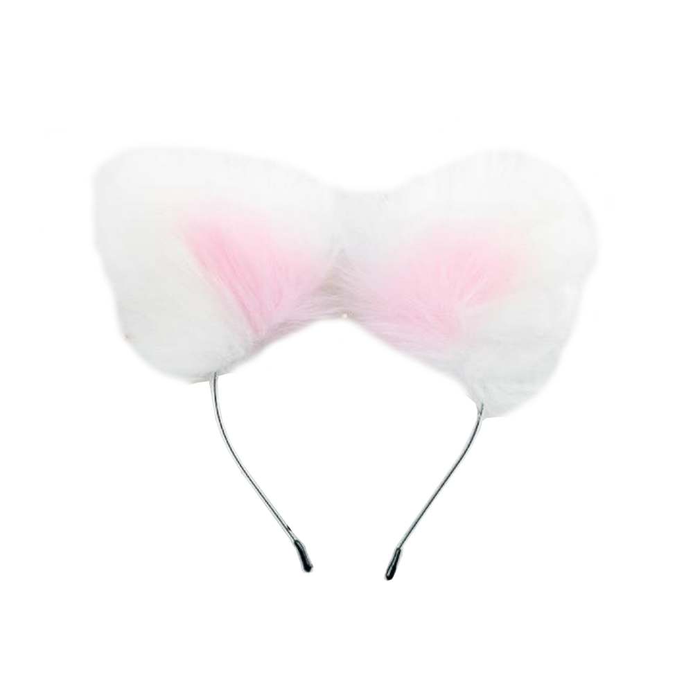 Sweet Pastel White Faux Fur Fox Cat Puppy Ears Headband Bdsm Cosplay