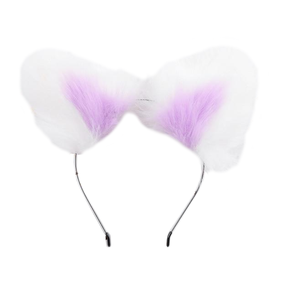Sweet Pastel White Faux Fur Fox Cat Puppy Ears Headband Bdsm Cosplay