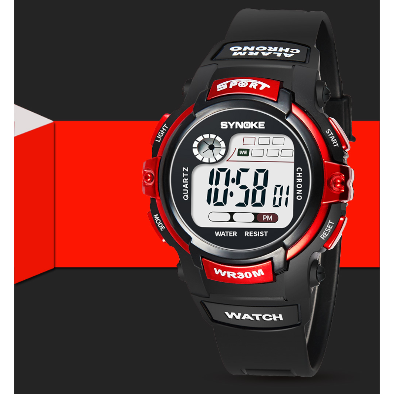 Children Fashion Led Waterproof Sports Watch Red