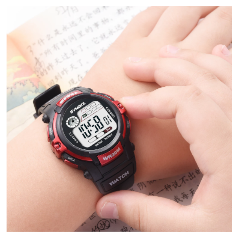 Children Fashion Led Waterproof Sports Watch Red