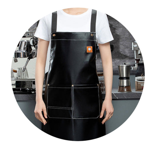 Pu Soft Leather Apron Custom Printed Monochrome Logo Catering Specific Waterproof And Oil Resistant Kitchen Aquatic Wais