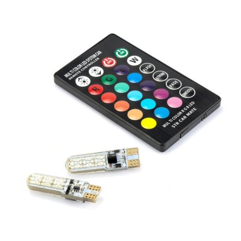 T10 5050 Smd Rgb Car Width Lamp Remote Control Dome Reading Light 2Pcs