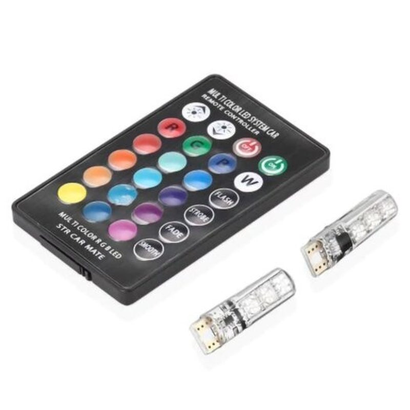 T10 5050 Smd Rgb Car Width Lamp Remote Control Dome Reading Light 2Pcs