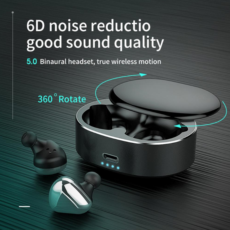 T50 Wireless Bluetooth Headset V5.0 In Ear Mini Binaural Black