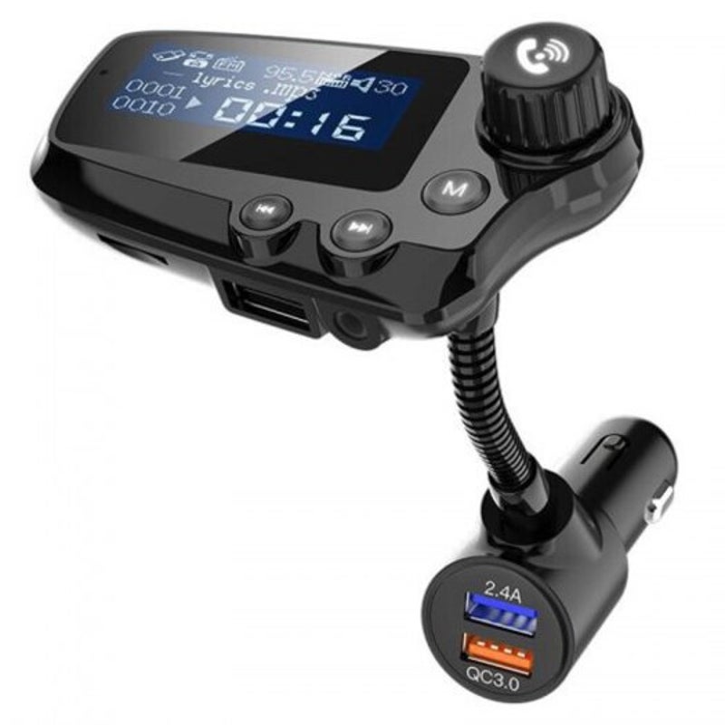 T91 Bluetooth 5.0 Car Handsfree Fm Transmitter Aux Audio Receiver Mp3 Player Qc3.0 Fast Charge With 1.8 Inch Lcd Screen