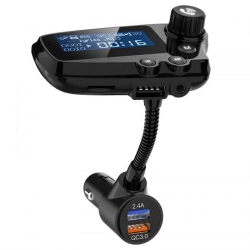 T91 Bluetooth 5.0 Car Handsfree Fm Transmitter Aux Audio Receiver Mp3 Player Qc3.0 Fast Charge With 1.8 Inch Lcd Screen