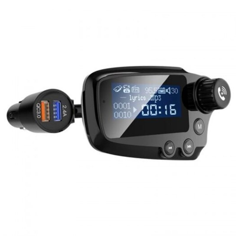 T91 Bluetooth 5.0 Car Handsfree Fm Transmitter Aux Audio Receiver Mp3 Player Qc3.0 Fast Charge With 1.8 Inch Lcd Screen