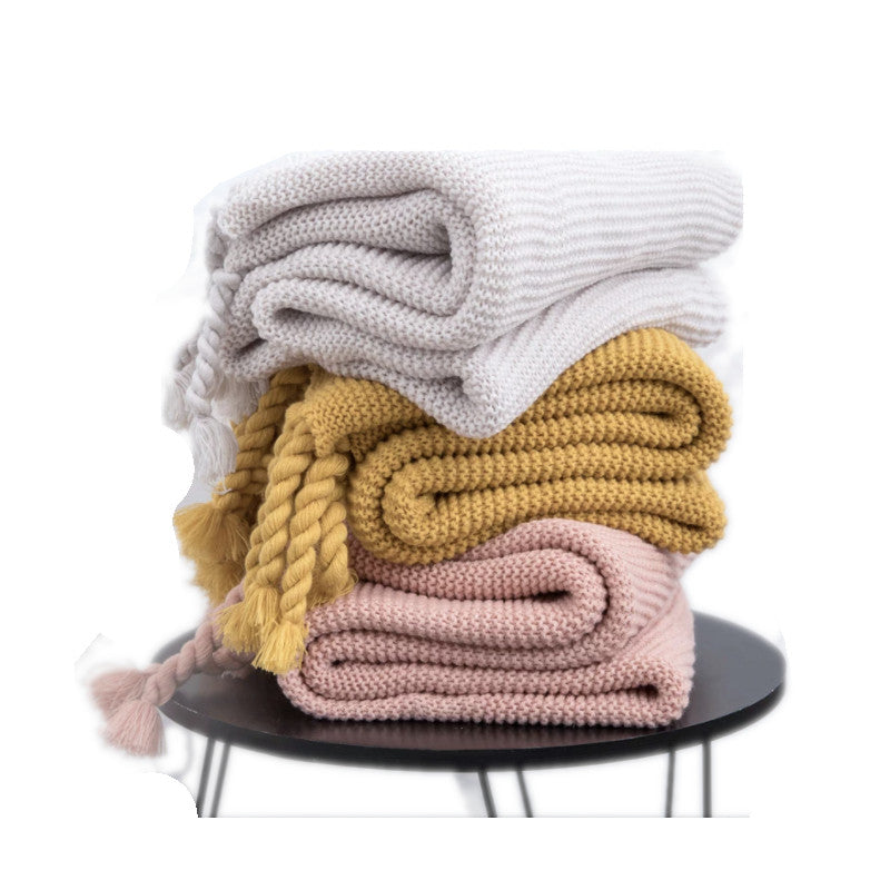 1 Sets of Hod Health & Home 1 Sets Of Long Tassel Knitted Blanket Throw