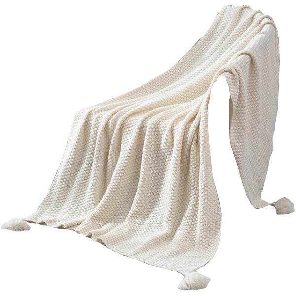 Tasseled Knit Throw Blanket Decor