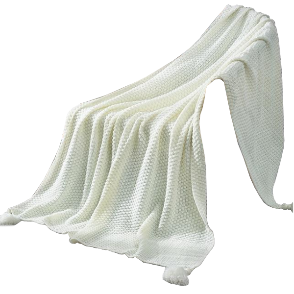 Tasseled Knit Throw Blanket Decor