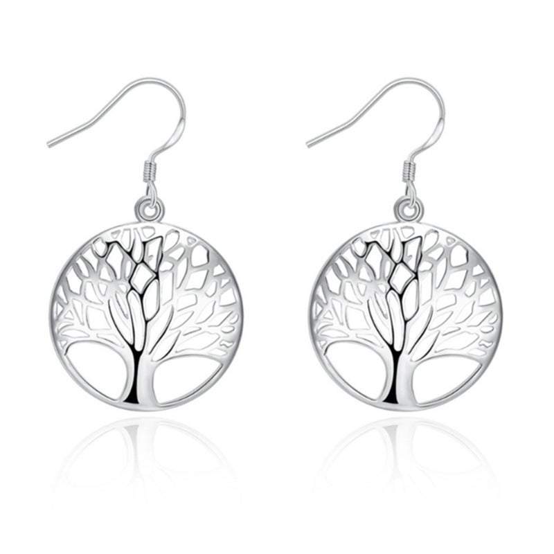 Veile Studios Earrings Thanksgiving Gift Sterling Silver Plated Tree Of Life Drop Dangle