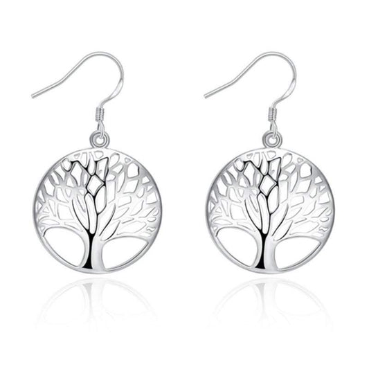 Veile Studios Earrings Thanksgiving Gift Sterling Silver Plated Tree Of Life Drop Dangle