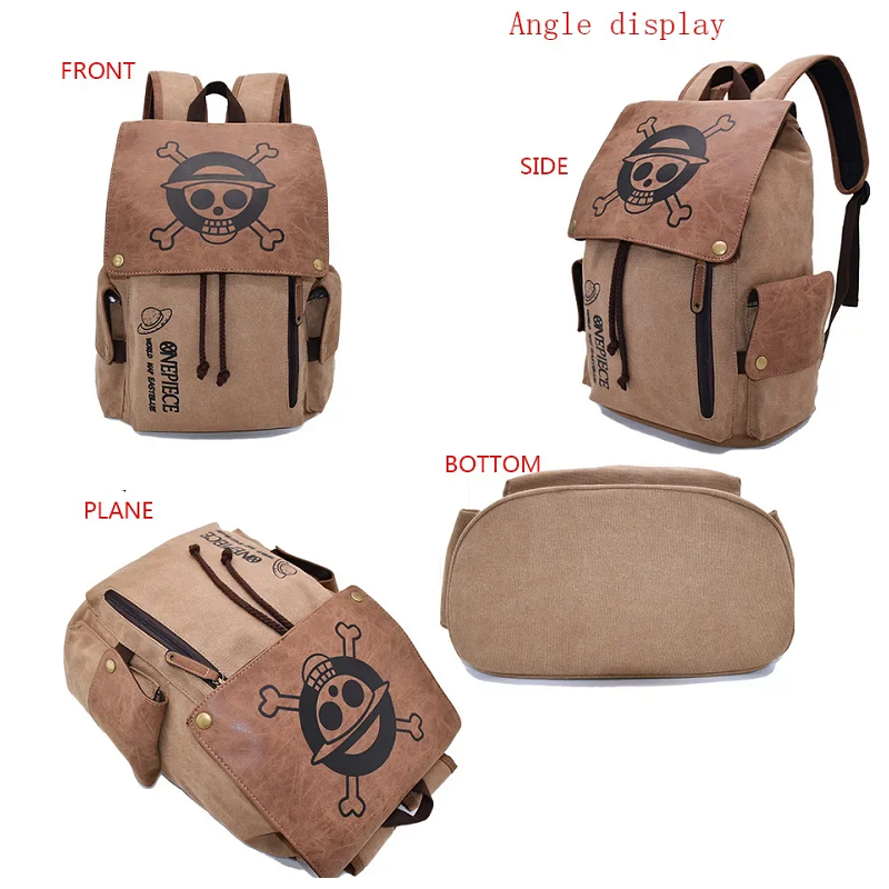 The New One Piece Naruto Anime Peripheral Backpack Shoulder Bag Primary And Secondary School Students Canvas Gifts
