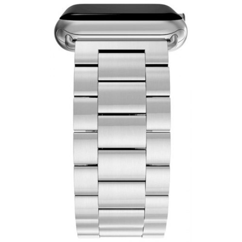 Three Bead Chain Watch Strap Double Buckle Steel Watchband For Apple Series 4 Silver 44Mm