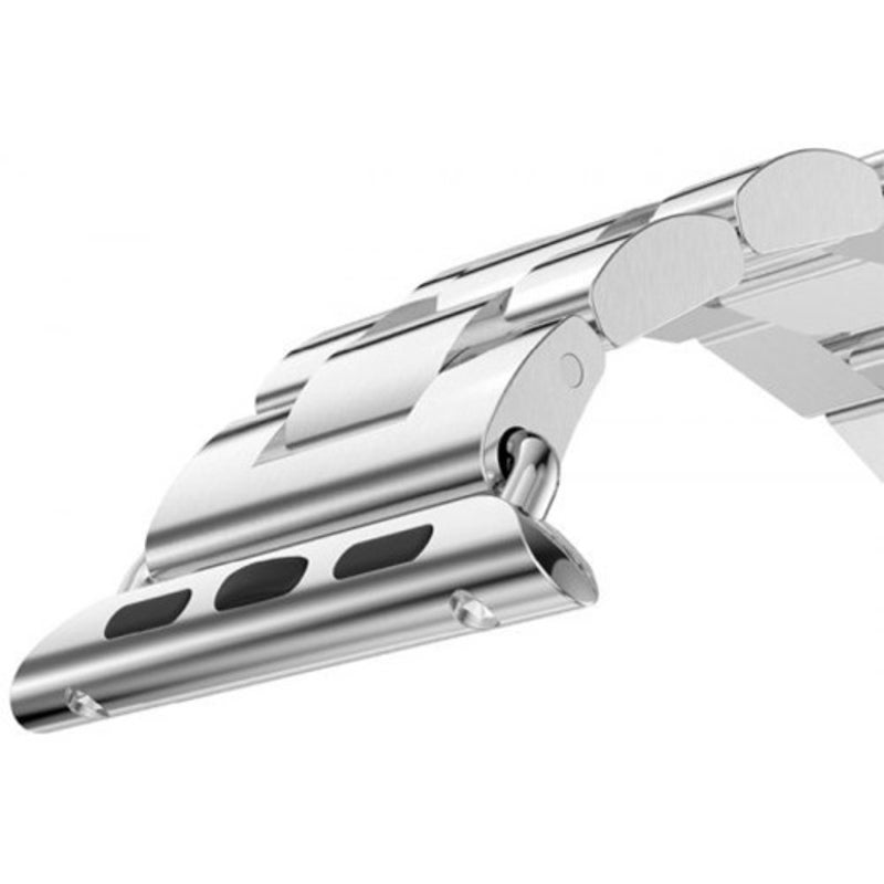 Three Bead Chain Watch Strap Double Buckle Steel Watchband For Apple Series 4 Silver 44Mm