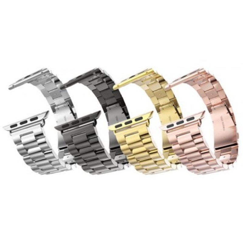 Three Bead Chain Watch Strap Double Buckle Steel Watchband For Apple Series 4 Silver 44Mm