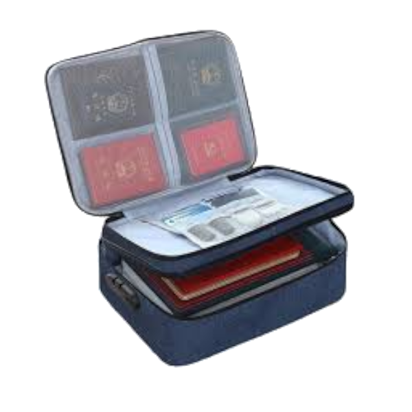 Three Layer Double Zipper Passport Document Certificate File Organiser With Lock