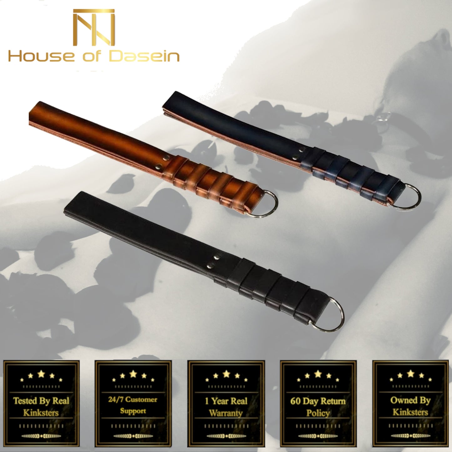 Three Layer Leather Spanking Strap Impact Toy Bondage Bdsm Restraint