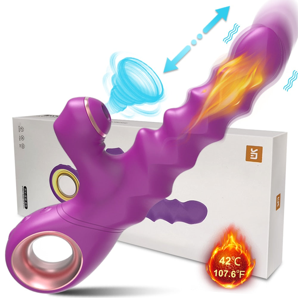 Thrusting Dildo Vibrator Female Clitoris Sucker Stimulator Clitoral Sucking Heating Vibrating