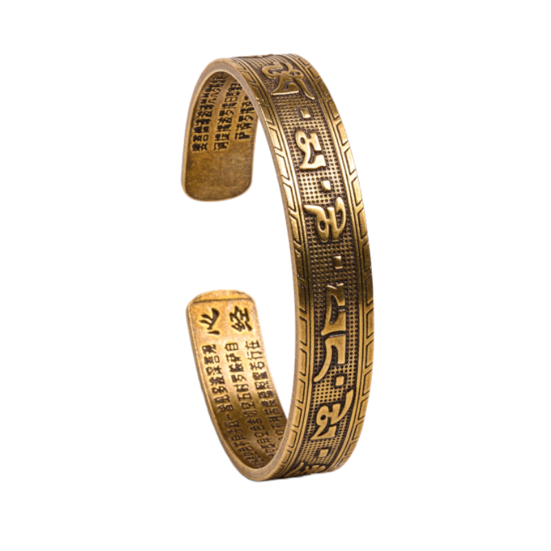 Veile Studios Tibetan Handmade Brass Bangle Carved The Heart Of Prajna Paramita Sutra