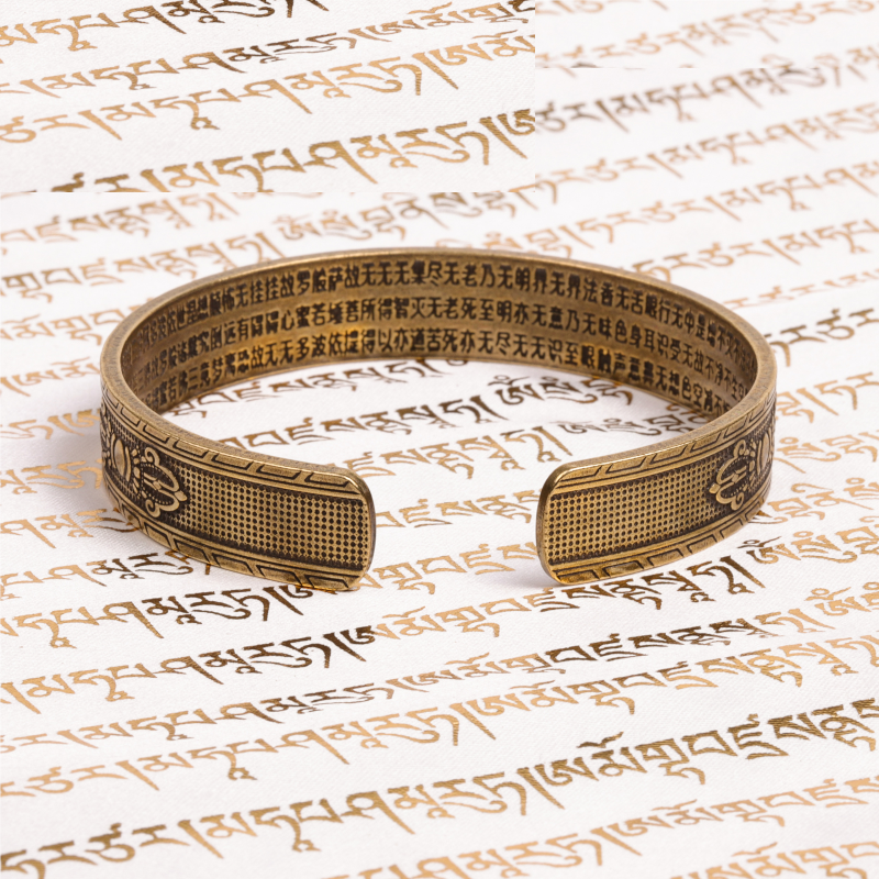 Veile Studios Tibetan Handmade Brass Bangle Carved The Heart Of Prajna Paramita Sutra
