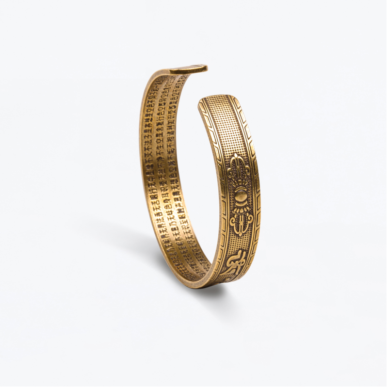 Veile Studios Tibetan Handmade Brass Bangle Carved The Heart Of Prajna Paramita Sutra