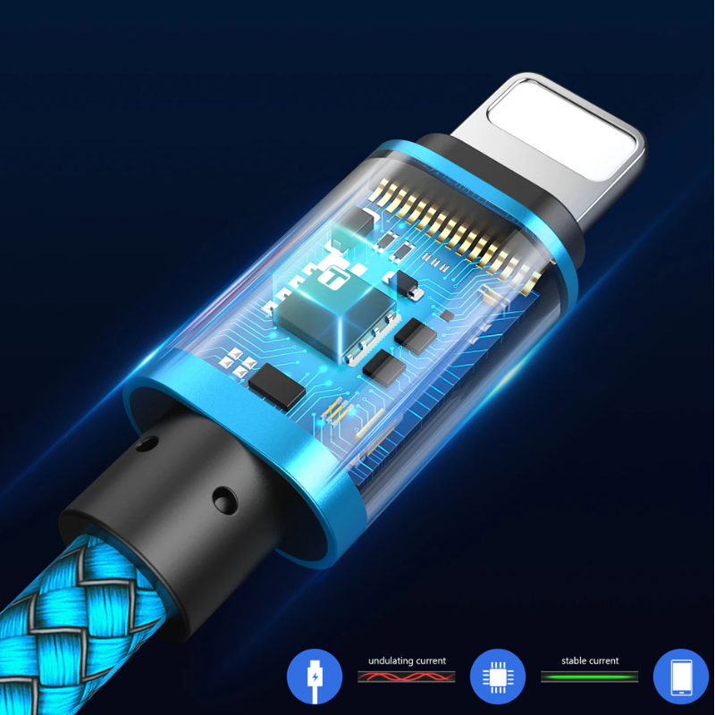 Usb Cable For Iphone 6 6S 7 8 Plus X Xs Xr 2A Fast Charging Cables Blue 25Cm
