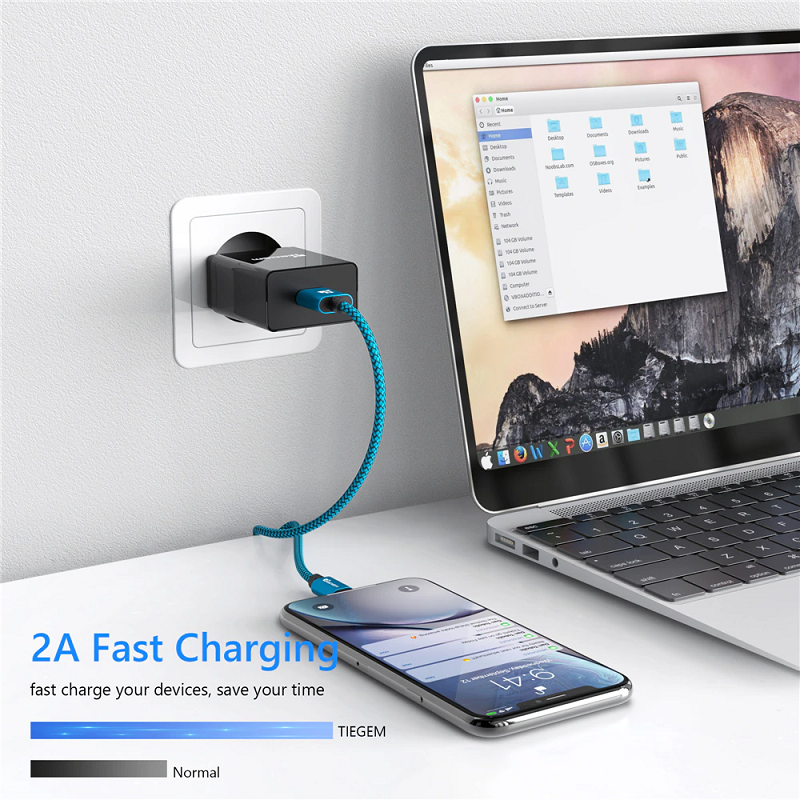 Usb Cable For Iphone 6 6S 7 8 Plus X Xs Xr 2A Fast Charging Cables Blue 25Cm