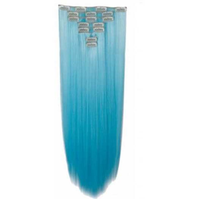 D3000 Long Straight Hair Extensions Blue 50Cm