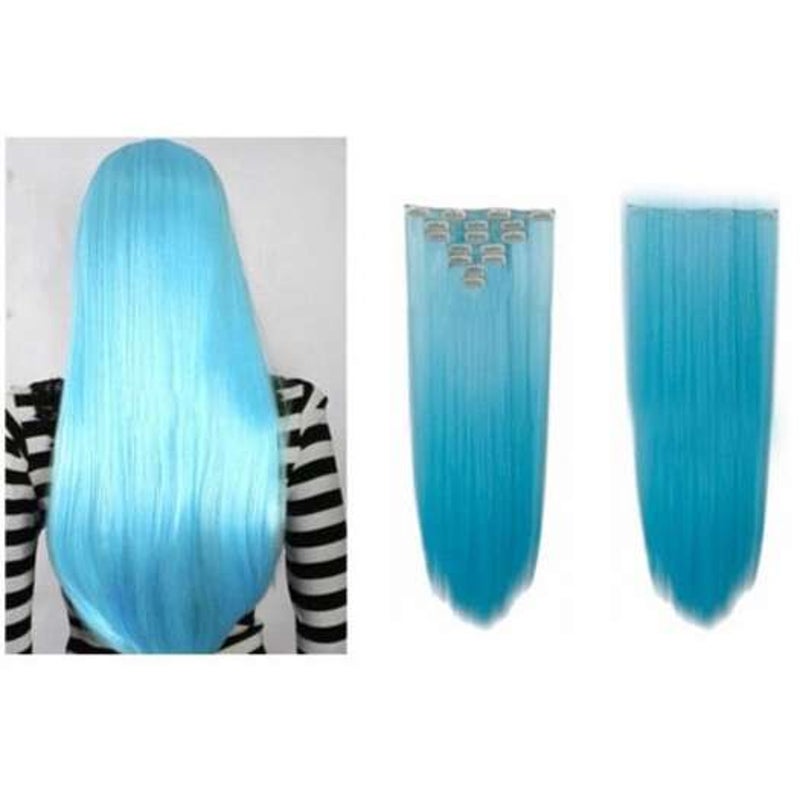 D3000 Long Straight Hair Extensions Blue 50Cm