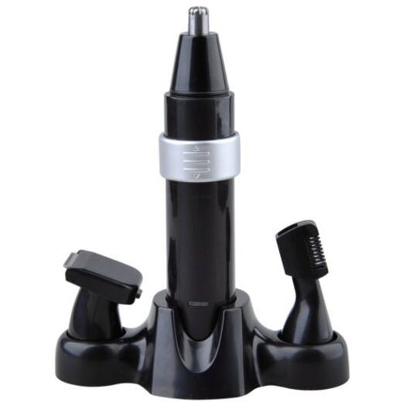 Rechargeable 3 In1 Nose Trimmer Men's Personal Grooming Kit Hair Removal Face Eyebrow Ear Black And Silver