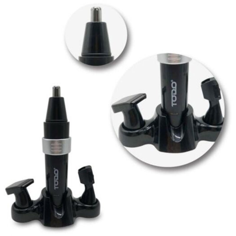 Rechargeable 3 In1 Nose Trimmer Men's Personal Grooming Kit Hair Removal Face Eyebrow Ear Black And Silver