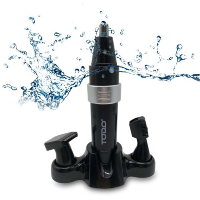 Rechargeable 3 In1 Nose Trimmer Men's Personal Grooming Kit Hair Removal Face Eyebrow Ear Black And Silver