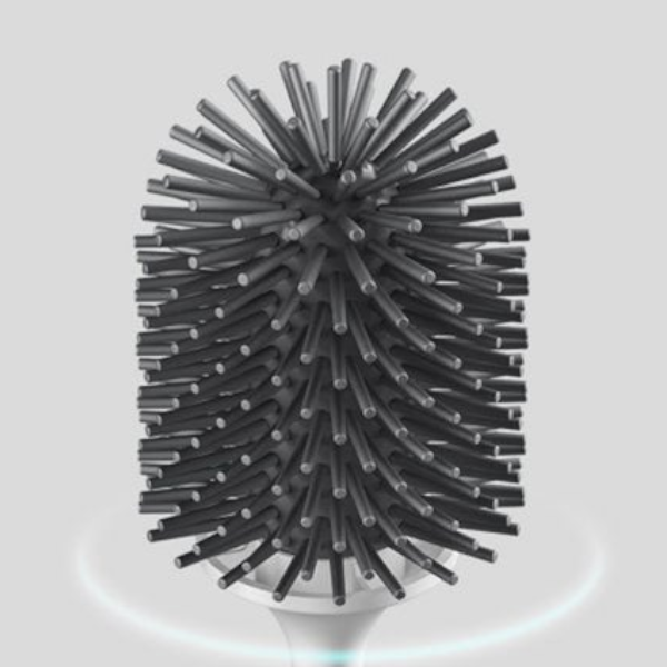 Toilet Brush Long Handle Soft Hair Silicone Wall Hanging Cleaning Grayflooring