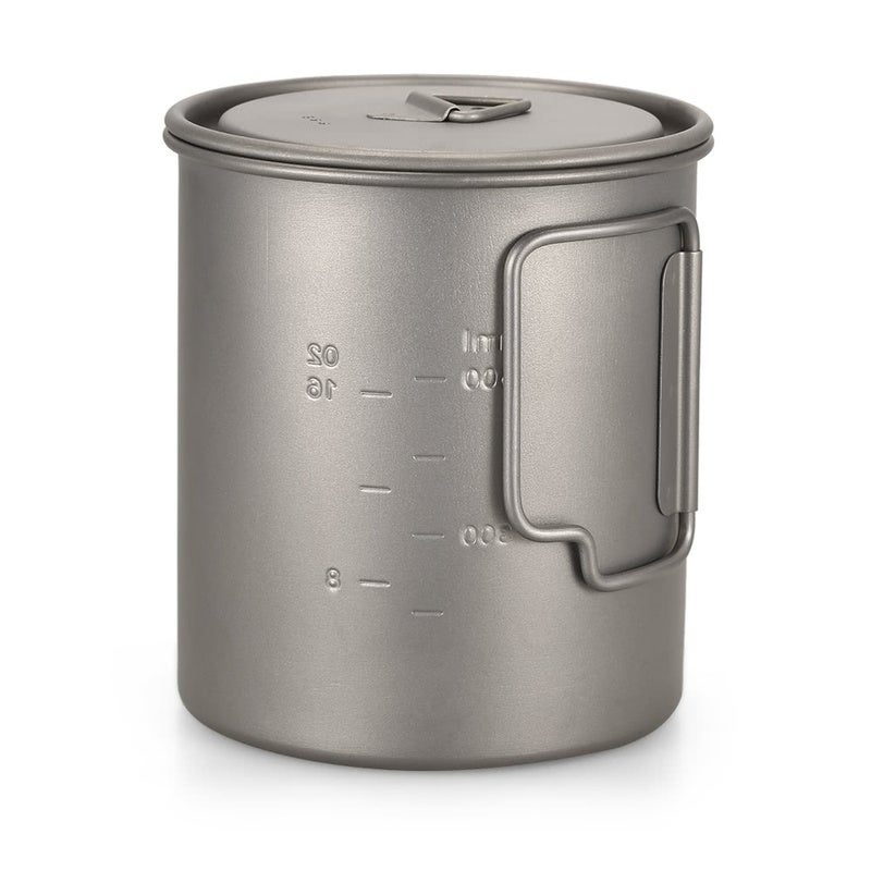 Ultralight 750Ml Titanium Cup Outdoor Portable Camping Picnic Water Mug With Foldable Handle
