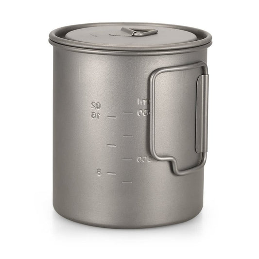 Ultralight 750Ml Titanium Cup Outdoor Portable Camping Picnic Water Mug With Foldable Handle