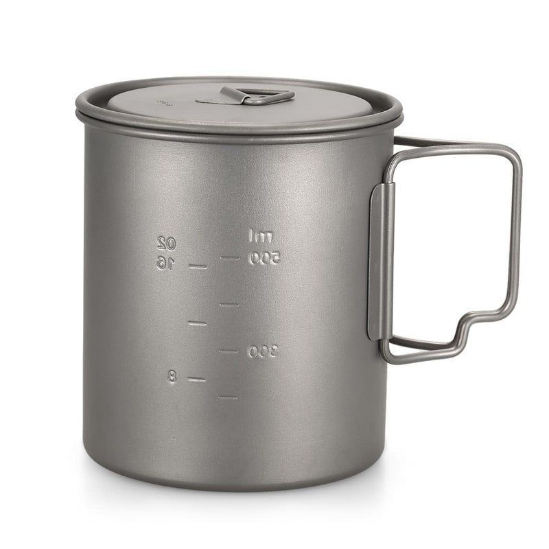 Ultralight 750Ml Titanium Cup Outdoor Portable Camping Picnic Water Mug With Foldable Handle