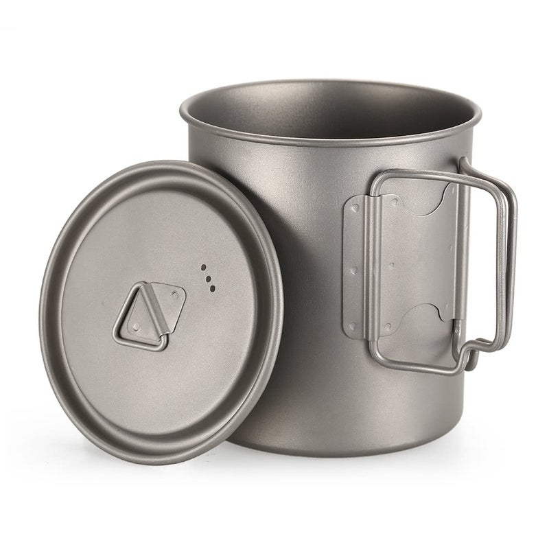 Ultralight 750Ml Titanium Cup Outdoor Portable Camping Picnic Water Mug With Foldable Handle