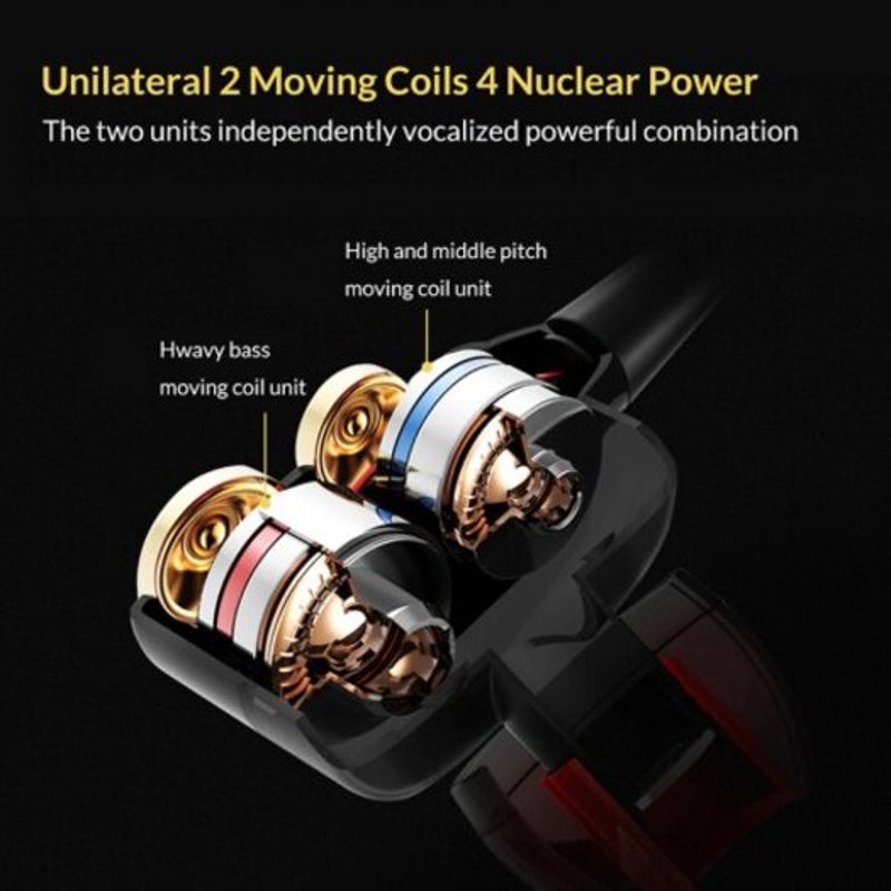 Wired Earphone For Phone Dual Driver Hifi Stereo In Headset 3.5Mm Sport Running Earphones Black