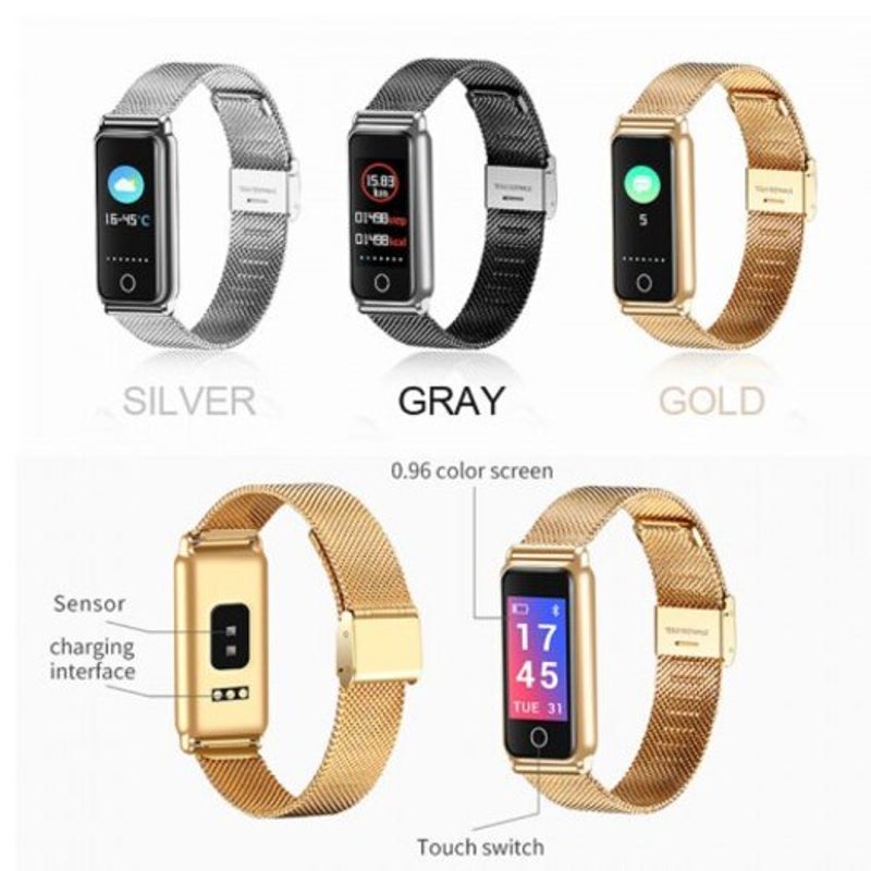 Y8 Smart Bracelet Heart Rate Men Women Band Watch Color Screen Fashion Health Gray