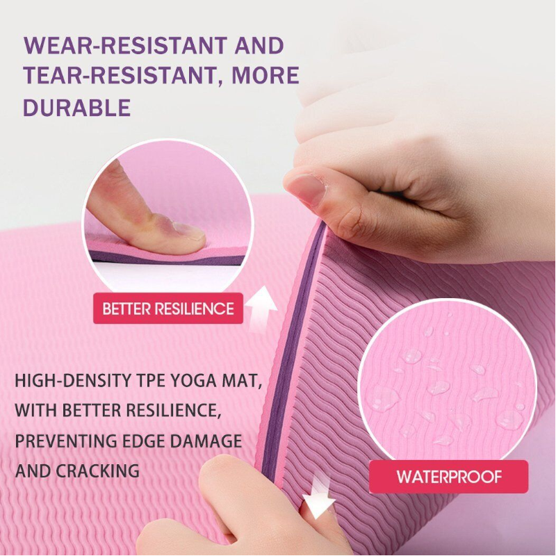 Tpe Exercise Yoga Mat Non-Slip Gym Fitness Pilates Workouts Thick Pad Mats
