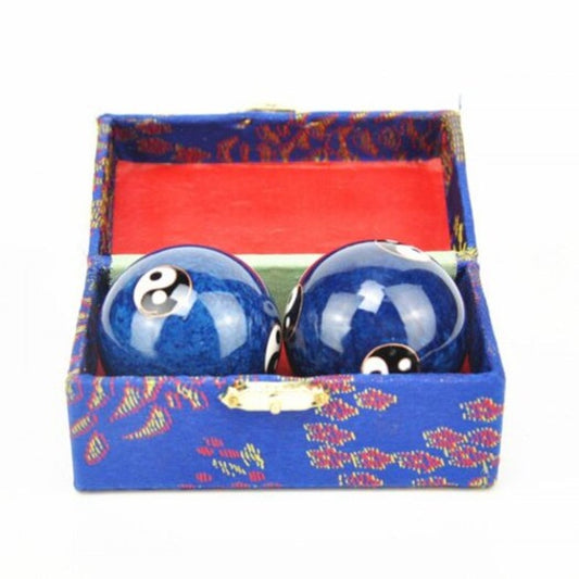 Traditional Chinese Exercise Stress Message Balls With Chime Improve Joints Blue